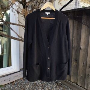 Lafayette 148 New York Black Cashmere Button Front Cardigan Womens XL